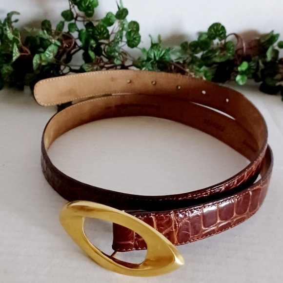 De Vecchi by Hamilton Hodge Genuine American Alligator Leather Buckle Belt - Picture 7 of 16